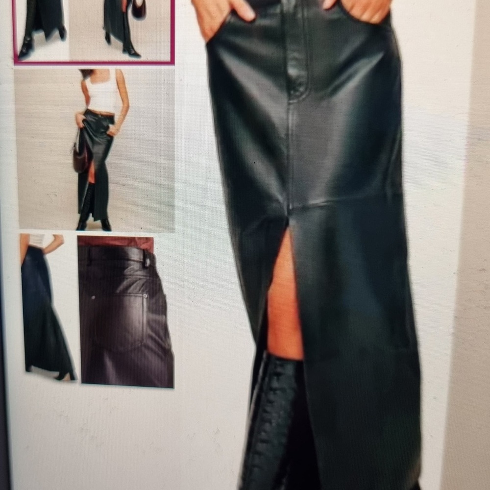 Reformation Veda Tazz Leather Maxi Skirt Size 12 - Picture 2 of 8